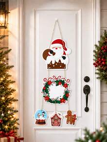 1 Set Christmas Paper Door Hanging Decor, Writable, Gingerbread House & Gingerbread Man Pendant, Christmas Decoration, Christmas Party Supplies, Christmas Wall Hanging Ornament, Holiday Front Door Sign, Home Decor, Winter Decoration - Multicolor - View 2
