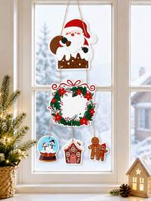 1 Set Christmas Paper Door Hanging Decor, Writable, Gingerbread House & Gingerbread Man Pendant, Christmas Decoration, Christmas Party Supplies, Christmas Wall Hanging Ornament, Holiday Front Door Sign, Home Decor, Winter Decoration - Multicolor - View 3