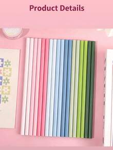 12pcs Macaron Gradient Color HB/2B Pencil Set, 12pcs/Box, Coated Wooden, Smooth Writing, Cute Macaron Color Scheme, Suitable For Students Sketching And Journaling, Back To School Essential Pencil Stationery, New Year Birthday Holiday Party Gift Choice - Multicolor - View 6