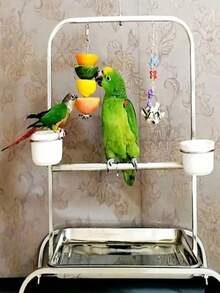 3pcs 17.5cm Stainless Steel Hanging Bird Food Fork - Durable Cage Accessory For Parrots And Small Birds, Fruit And Vegetable Holder, Bird Cage Accessory - A+B - View 2