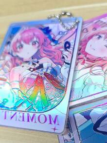 PJSK Anime Academy Photocard Holder Keychain, Cute Anime Girl Transparent Card Cover With Bead Chain, Bag Pendant Photo Protector Collectible Fan Gift - Multicolor - View 3