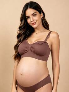 Hart & Haze 3 件装尼龙孕妇哺乳胸罩，黑色、酒红色、裸色，性感舒适无缝无钢圈前开式哺乳胸罩 - 彩色 - 查看 4