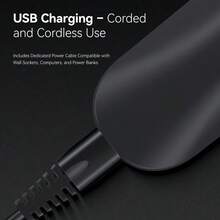 中性電動體毛修剪器，防水陰部與比基尼區域修剪器，無線乾濕兩用刮鬍機，附USB直立充電底座（黑色） - 多色 - 查看 7