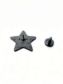 1pc Black & White Pentagram Brooch, Personalized Pattern Design, Minimalist Cool Style, Small & Exquisite, Anti-Exposure, Decorate Collar, Jacket, Hat, Backpack, Showcase Unique Aesthetic, Easily Elevate Outfit Sophistication - Black and White - View 7