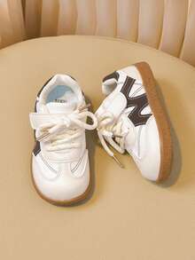 1 Pair Girls' Colorblock Soft Sole Non-Slip Walking Shoes, Hook And Loop Easy On/Off Casual Everyday Shoes - Brown - View 7
