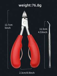 2/1pc Toenail Clipper, Thick Nail Cutter Or Ingrown Toenail Tool, Stainless Steel Pointed Toenail Clipper, For Adults, Rubber Handle - Red - View 9