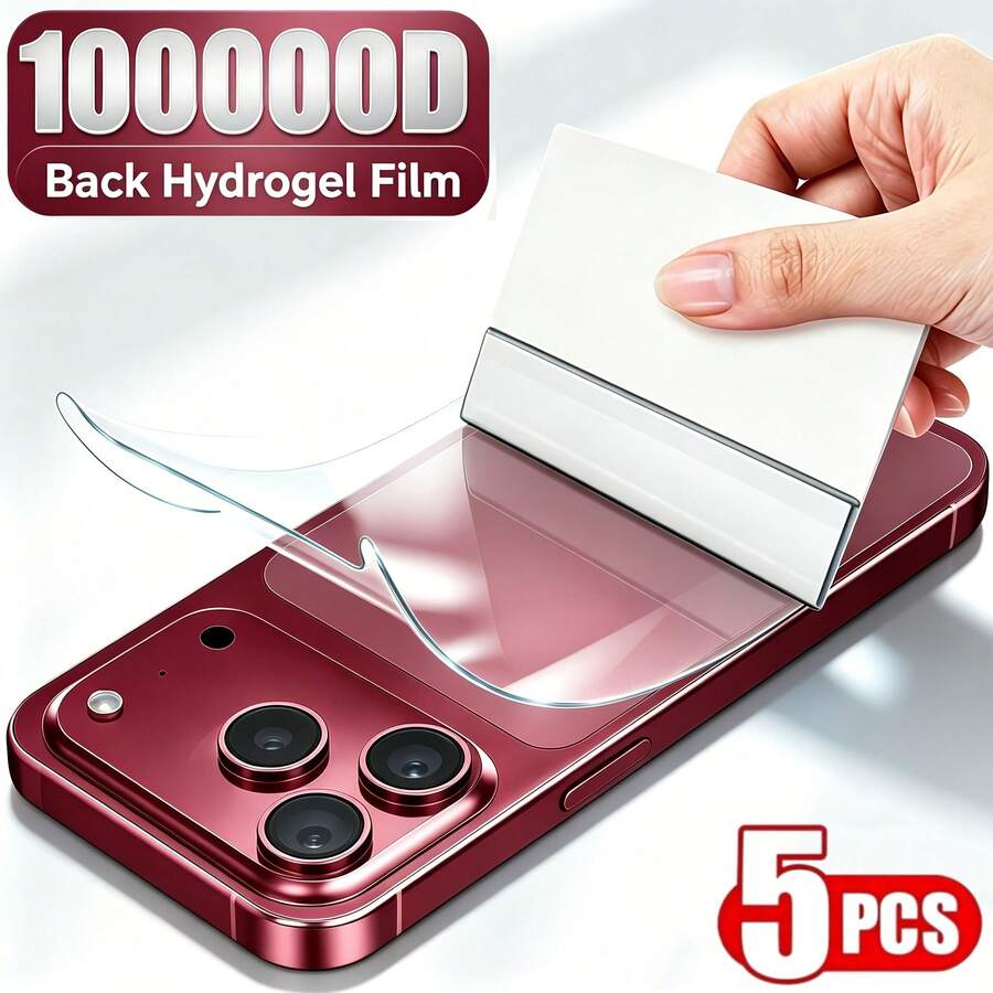 5片超高清晰度背面水凝膜螢幕保護貼,適用於 iPhone 18 Pro Max 18 Pro 17 16 15 14 13 12 11 16e Plus X XS XS Max XR Mini,軟性螢幕保護貼,防刮、防指紋、全螢幕覆蓋、無氣泡 - 5PCS - 查看 1