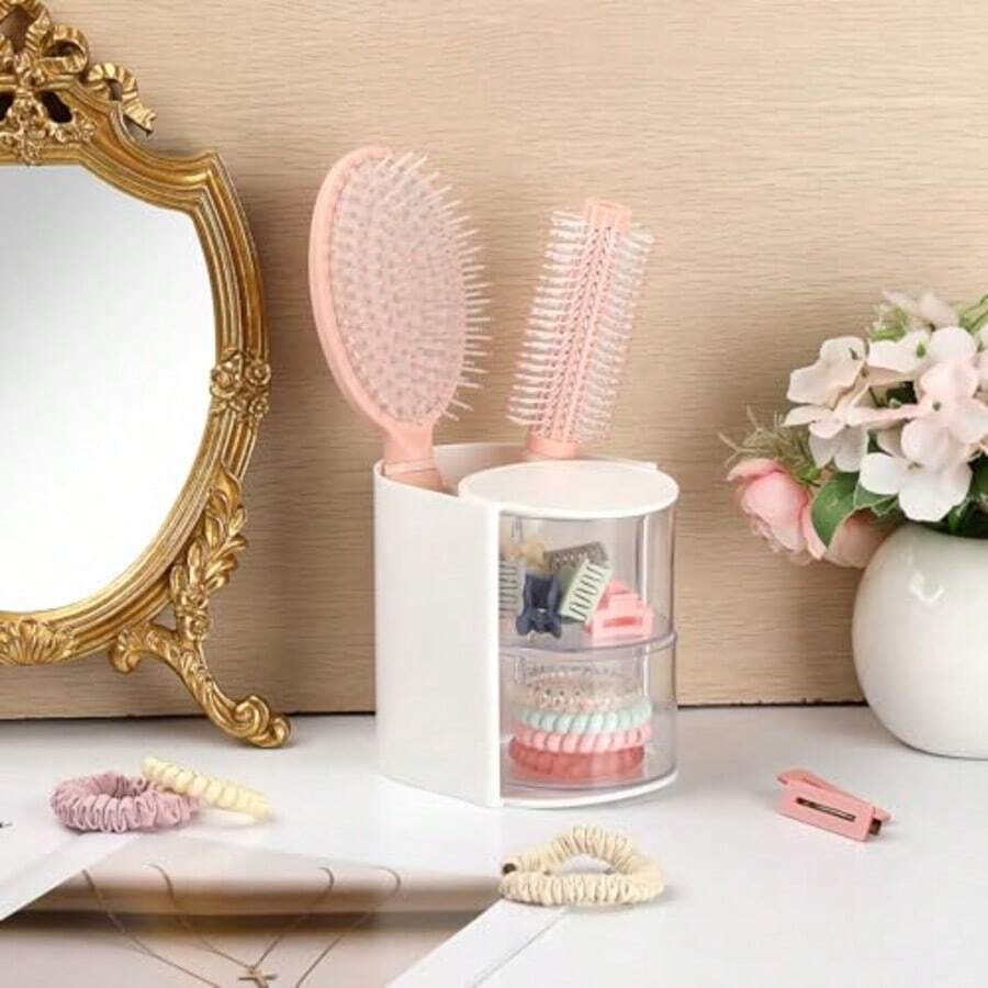 1pc Rotating Hair Accessory Storage Box, Can Store Makeup Brushes, Combs, Hair Clips, Hair Ties, Hair Claws And Jewelry, Perfect Gift For Halloween/Christmas/Thanksgiving - Multicolor - View 1