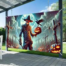 1Pc Halloween Banner Blood Print Horror Pumpkin Castle Bat Zombie Skeleton Pattern Happy Halloween Theme Party Decoration Indoor And Outdoor Decoration Photography Background Wall Art Halloween Home Decoration - V0155 - View 19