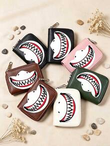 Wallet,Teen Cool Wallet,Shark Pattern,ID Credit Card Holder Wallet Luxury Brand RFID Blocking Protection Magic Leather Slim Wallet Purse Card Holder Keychain Wallet Wrist Wallet,Luxury Card Holder,Minimalist Fashion Multi-Slot Card Holder,Multi-Functional Business Short Wallet,Fun Wallet Compact Portable Anti-Loss Anti-Privacy,Foldable Ultra-Thin Smart Wallet,Perfect Gift For Friends,Suitable For Birthday Anniversary Valentine's Day Christmas Back To School Graduation Thanksgiving - Multicolor - View 5