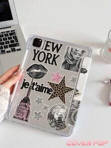 時尚都市拼貼圖案平板保護殼，相容 iPad Air 8(M4)2026(11-Inch)、Air 8(M4)2026(13-Inch)、(A16) 11th Gen 11-Inch (2025)、Apple Air 11 (2025) 及 10th Gen 10.9-Inch (2022)，附筆槽、三折支架、自動喚醒/睡眠功能，開學季、情人節與節日送禮首選 - 彩色 - 查看 5