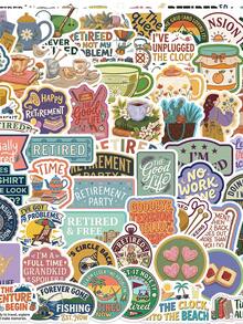 58pcs Funny Retirement Aesthetic Sticker Set - Vinyl Stickers Suitable For Laptop, Water Bottle, Phone, Guitar - Multicolor - View 2