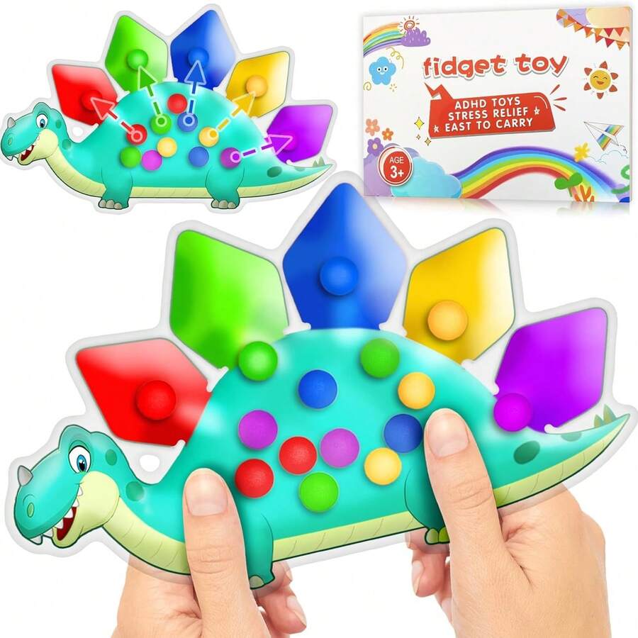 Dinosaur Color Sorting Toy Fine Motor Matching Game Travel Montessori Finger Toy Suitable For Autism Perfect Easter Basket Gift For 2-6 Year Old Boys - 彩色 - 查看 1
