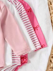 4pcs/Set Spring/Autumn Baby Girl Comfortable Cute Casual Triangle Bodysuit - Multicolor - View 5