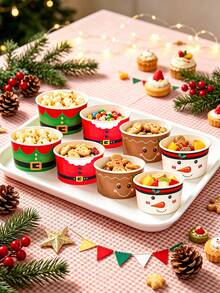 10pcs Christmas Disposable Paper Cups, Santa Claus Snowman Gingerbread Man Elf Print Tableware, Christmas Dessert Table Supplies, Christmas Party Supplies, Merry Christmas Decoration For Home, Xmas Party Decor, Decor, Merry Christmas - Christmas - View 4
