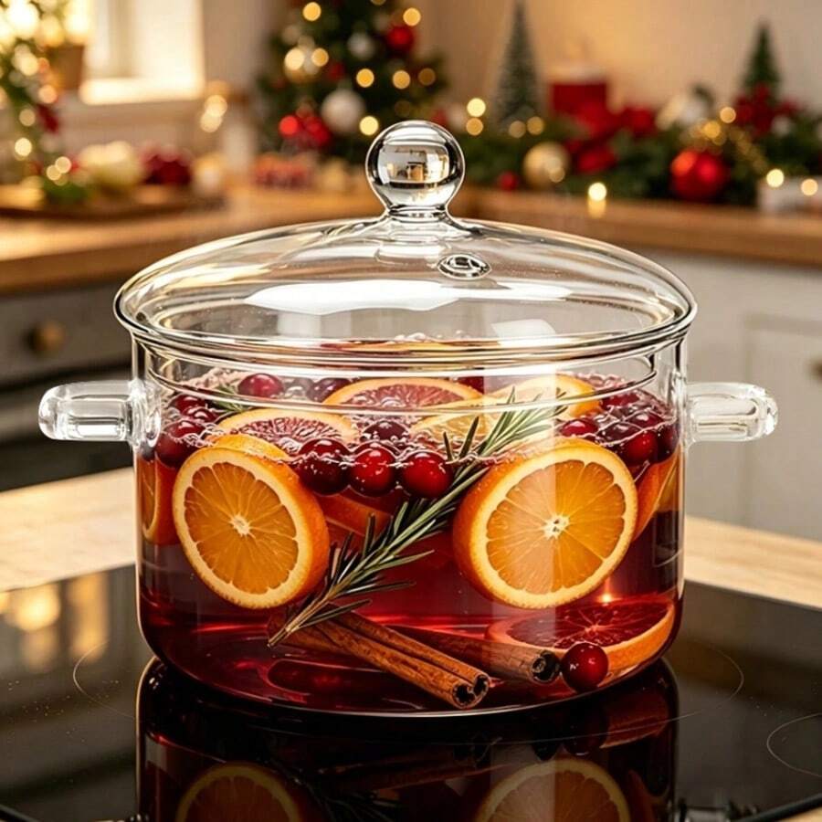 Heat-Resistant Glass Cooking Pot With Double Handles, Anti-Scald Glass Lid, Direct Flame Suitable For Boiling Water, Stewing, Health Pot, And Instant Noodles - View 1