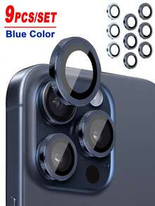 ZYONS 9pcs/Set Blue Metal Ring Camera Lens Protector, Perfect Fit, Rear Camera Circular Lens Protector, Compatible With IPhone 18 Pro/18 Fold/Ultra/17 Pro Max/17 Air/16 Pro Max/16 Pro/16 Plus/16/16E/15/14/13 Mini/12/11 - 9pcs - View 21