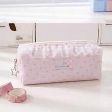 Ins Style Niche Star Lace Trim Student Pencil Case, Large Capacity Stationery Storage Box, High Aesthetic Value - Multicolor - View 3