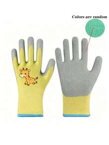 1 Pair Children's Gardening Gloves - Knitted Elastic Lining, Waterproof/Stain-Resistant, Non-Slip With Latex Rubber Coating, Prov, First Day Of School - Multicolor - View 11