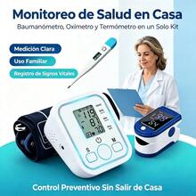 Set de Dispositivos de Control de Salud para Adultos y Ancianos, Mide Presión Arterial, Saturación de Oxígeno y Temperatura Corporal - ALPES-GRIS - Ver 2