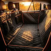 Dog Car Seat Cover For Back Seat, Waterproof Seat Protector Scratchproof Pet Hammock With 4 Pockets Side Flaps, Washable Non-Slip Rear Seat Protection For Cars Trucks And SUVs - Black - View 4