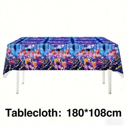 KPop Demon Hunters K-Pop Demon Huntresses Tablecloths,  Table Covers Printed With  Patterns, Waterproof And Durable Rectangular Design. Suitable For Dormitory Room Decor, Live Streaming Background, Outdoor Picnic, Birthday Party, Fan Gathering And Daily Use, As Fan Collection Souvenir, Graduation Gift And Party Decoration.