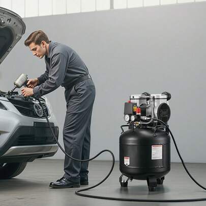 30L Luftkompressor, 1,5 kW 113 l/min bei 6,2 bar Luftkompressoren, max. 10 bar Druck, ölfreier Kompressortank für Autoreparatur, Reifenaufpumpen, Lackieren, Holzarbeiten und Nageln