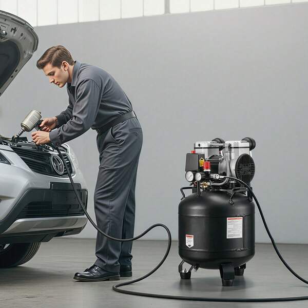 30L Luftkompressor, 1,5 kW 113 l/min bei 6,2 bar Luftkompressoren, max. 10 bar Druck, ölfreier Kompressortank für Autoreparatur, Reifenaufpumpen, Lackieren, Holzarbeiten und Nageln