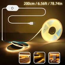 Touch Dimmable COB LED Strip Light USB Flexible Diode Light Strip For Room DIY, TV/Computer Backlight, Wall Decoration Linear Lighting - Warm White - View 7