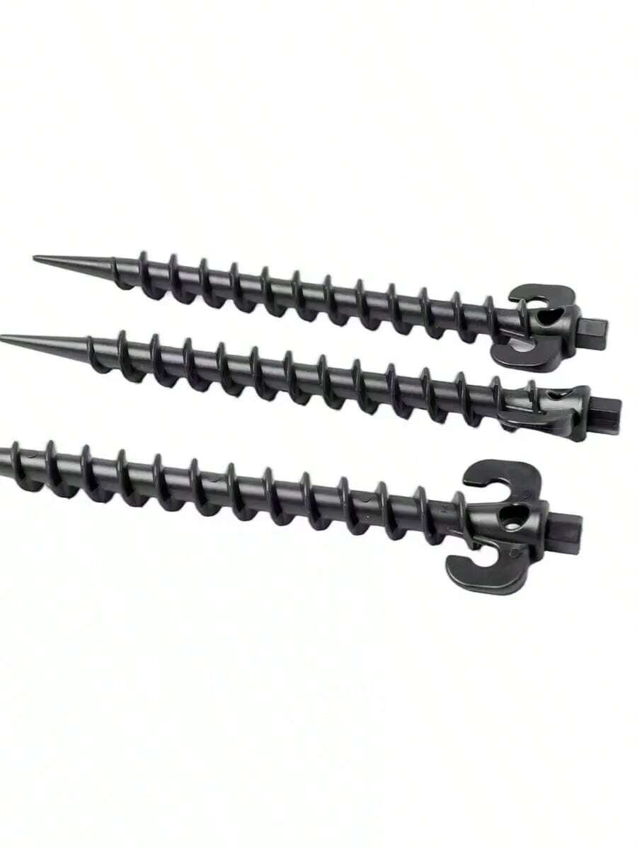 20/10pcs Heavy Duty Spiral Tent Stakes Set With 1 Sleeve Combination Set - 7.9 Inch Screw-In Ground Anchors, Suitable For Camping, Beach, Inflatable Equipment And Garden Lawn - Durable Outdoor Windproof Stakes