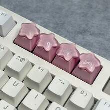 Gradient Glitter Transparent Star Keycaps, Cute Girly Style 3D Decorative Personalized Replacement Keycaps, Five-Pointed Star Keycaps, Universal Cross-Axis Mechanical Keyboard Decorative Keycaps - View 9