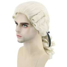 Vintage 18th Century Gentleman Judge Curly Ponytail Wig, Synthetic Fiber Full Head European Court Noble Style Wig, Halloween Historical Theme Cosplay Costume Accessory, Adult Men's - Multicolor - View 12