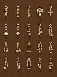 1PC925 Sterling Silver Dainty Marquise Star Kite Chain Charm DIY Cartilage Clicker Charm Celestial Helix Lobe Conch Rook Tragus Piercing Attachment - Gold - View 12