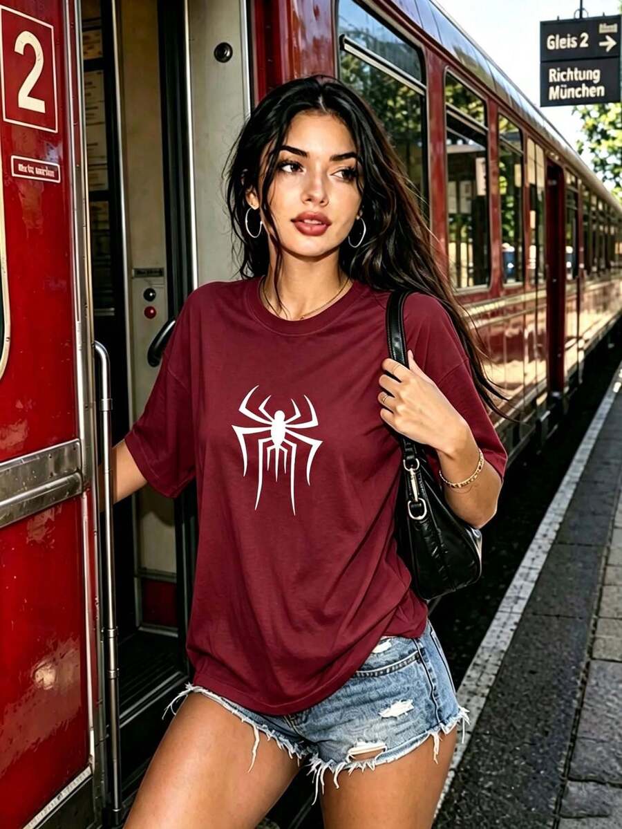 Women T-Shirts - Burgundy - View 1