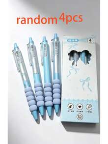 4pcs Cute Bow Tie Retractable Neutral Pens, High Quality Quick-Drying Water-Based Ink Refill, 0.5mm Black Ink Smooth Writing, Suitable For Students Exams, Notebooks, Office Use, Perfect Student Stationery Gift, Back To School - A - View 11