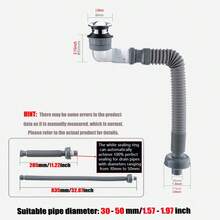 1pc Bathroom Sink Drain Kit With Extendable P-Trap, New Odor-Proof Space-Saving Drainage Pipe For Home, Modern Minimalist Under-Counter Sink Anti-Odor Device, Universal Fit For With Or Without Overflow, High-Quality Heat-Resistant And Anti-Freeze Cracking, Suitable For Bathroom And Kitchen Sinks, Effective Odor Control Drainage - Grey - View 5