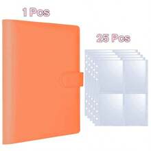 1 Set Premium Multi-Functional A5 Photo Card Album, Minimalist Album Design, Compact & Durable Storage Book, PU Loose-Leaf Notebook Cover, Suitable For Daily Planning & Note-Taking, Office Supplies, Ticket & Card Collection Album - Multicolor - View 15