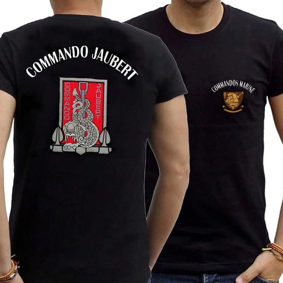 French Navy Special Forces Commando Jaubert Short Sleeve Casual T-Shirt 100% Cotton O-Neck Summer Men's T-Shirt - Black - View 1