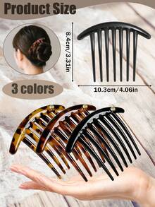 3/1pc French Hair Comb, Women's Bun Styling Tool, INS Style, All Season Essential, Commute/Date/Daily Fashion Hair Accessory, Hair Bun Extension - Multicolor - View 6