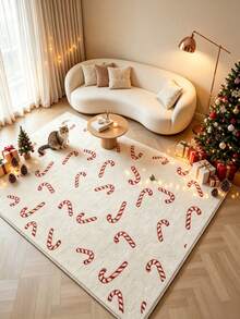 1pc Candy Cane Rug, Autumn/Winter Carpet, Decorative Rug, Bedroom Decor, Home Decor, Living Room Carpet, Outdoor Rug, Washable Carpet, Christmas Gift - Multicolor - View 1
