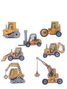 Cartoon Yellow Construction Vehicle Pattern Iron-On Embroidery Patch - Fun Design - Easy To Sew Or Iron, Durable Fabric Badge, Suitable For Personalized Jackets, Bags, Etc. - Ironing Style - View 11