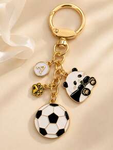 Creative Personalized Soccer Panda Keychain, Wallet Decoration, Soccer Key Ring, Key Chain - Multicolor Soccer Panda - View 3