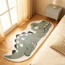Faux Cashmere 9mm Thick French Cream Style Dinosaur Bedroom Bedside Rug, Cute Green Entryway Non-Slip Mat, Pastoral Style Balcony Bay Window Plush Pad, Fluffy Soft Vanity, Living Room Sofa Carpet - White - View 3
