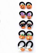 10pcs Cute Halloween Hair Ties - Funny Pumpkin, Ghost, Bat, Cat Design, Perfect Halloween Gift For Girls - View 11