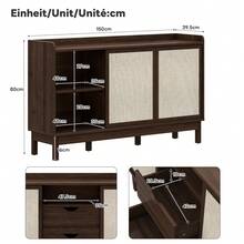 Sideboard With Sliding Doors, Natural Color - Modern Retro Style - Natural - 查看 11