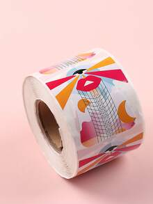 400pcs/Roll Colorful Printed Nail Extension Paper Stickers With Ruler, Suitable For Acrylic/Poly Gel, DIY Nail Art Supplies For Salon And Home Use - Multicolor - View 7