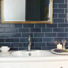 Waterproof Brick Pattern 3D Textured Wall Panels DIY Tiles, Removable Self-Adhesive Wall Tile Stickers, For Kitchen Bathroom Backsplash And Holiday Decoration - Blue Irregular Shape - View 1