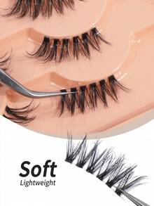 MAANGE 14 Pairs/Box Smooth Half-Length False Eyelashes, Soft And Lightweight, 3D Faux Mink Material, Create Natural Makeup Effect, Reusable, Suitable For Daily Makeup, Fresh Girly Style, Strip False Eyelashes, False Eyelashes (Or 5 Pairs Half Eyelashes) - Black - View 5