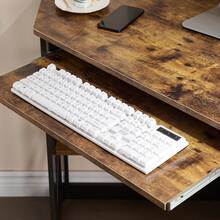 VECELO Corner Computer Desk With Smooth Keyboard & Storage Shelves For Home Office Workstation - Maroon - View 2