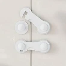 10-Pack Heavy Duty White Plastic Safety Lock Set - Easy To Install With No-Tool Adhesive Mounting, Strong Grip, Suitable For Refrigerators, Cabinets, Pantry Doors And Kitchen Appliances | Safety Door And Cabinet Locks For Home And Kitchen Safety - Pet And Child Safety - Lock Set - View 11